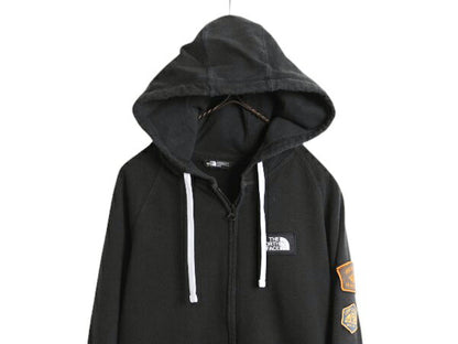 ノースフェイス フルジップ スウェット フード パーカー レディース M 黒 The North Face アウトドア トレーナー 裏起毛 ブラック ワッペン