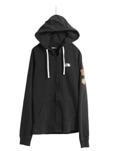 ノースフェイス フルジップ スウェット フード パーカー レディース M 黒 The North Face アウトドア トレーナー 裏起毛 ブラック ワッペン