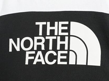 US企画 ノースフェイス プリント スウェット フード パーカー レディース M The North Face 裏起毛 プルオーバー スエット ツートン 黒 白