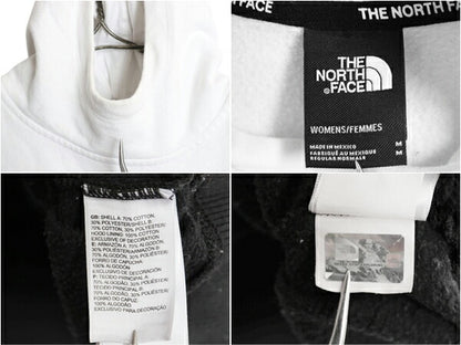 US企画 ノースフェイス プリント スウェット フード パーカー レディース M The North Face 裏起毛 プルオーバー スエット ツートン 黒 白