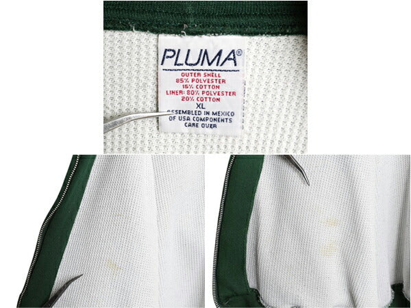 90s PLUMA 裏 サーマル フルジップ スウェット フード パーカー メンズ XL / オールド トレーナー ヘビーウェイト 大きいサイズ 無地 厚手
