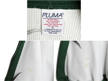 90s PLUMA 裏 サーマル フルジップ スウェット フード パーカー メンズ XL / オールド トレーナー ヘビーウェイト 大きいサイズ 無地 厚手