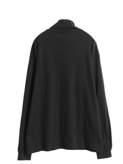 90s USA製 ランズエンド タートルネック 長袖 Tシャツ メンズ XL オールド ロンT ストレッチ コットン スムース カットソー 無地 ブラック