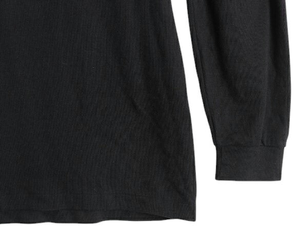 90s USA製 ランズエンド タートルネック 長袖 Tシャツ メンズ XL オールド ロンT ストレッチ コットン スムース カットソー 無地 ブラック