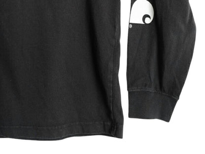 カーハート プリント 長袖 Tシャツ メンズ L / ロンT 袖プリント ヘビーウェイト クルーネック ロングスリーブ カットソー ワーク ブラック