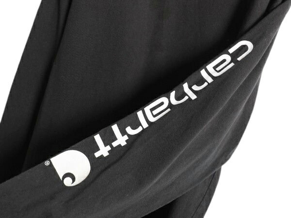 カーハート プリント 長袖 Tシャツ メンズ L / ロンT 袖プリント ヘビーウェイト クルーネック ロングスリーブ カットソー ワーク ブラック