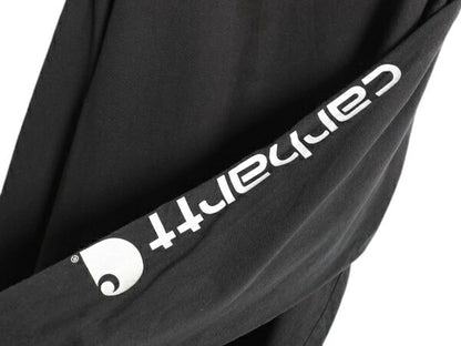 カーハート プリント 長袖 Tシャツ メンズ L / ロンT 袖プリント ヘビーウェイト クルーネック ロングスリーブ カットソー ワーク ブラック
