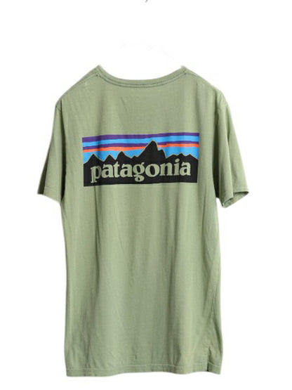 パタゴニア 両面 プリント 半袖 Tシャツ メンズ S 古着 19年製 アウトドア P6 バックプリント ボックスロゴ クルーネック 細身 カットソー