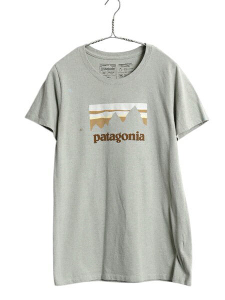 パタゴニア プリント 半袖 Tシャツ レディース M 古着 18年製 クルーネック カットソー グラフィック アート イラスト ステッカー シンプル