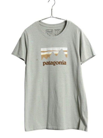 パタゴニア プリント 半袖 Tシャツ レディース M 古着 18年製 クルーネック カットソー グラフィック アート イラスト ステッカー シンプル