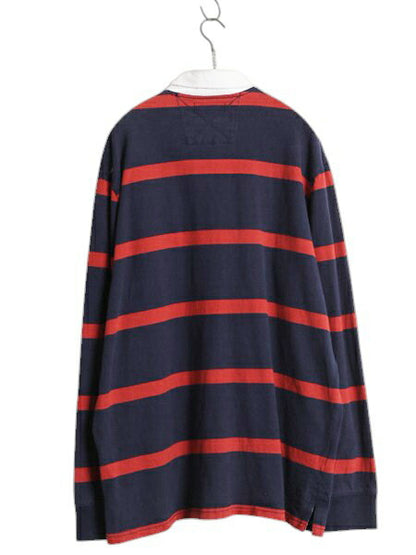 00s ポロ ラルフローレン ボーダー 長袖 ラガーシャツ メンズ L / 古着 オールド ラグビー 長袖シャツ ポロシャツ ヘビーウェイト ツートン