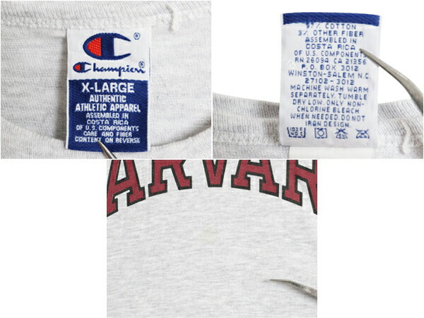 90s チャンピオン ハーバード カレッジ プリント 半袖 Tシャツ メンズ XL オールド クルーネック ヘビーウェイト 大きいサイズ カットソー