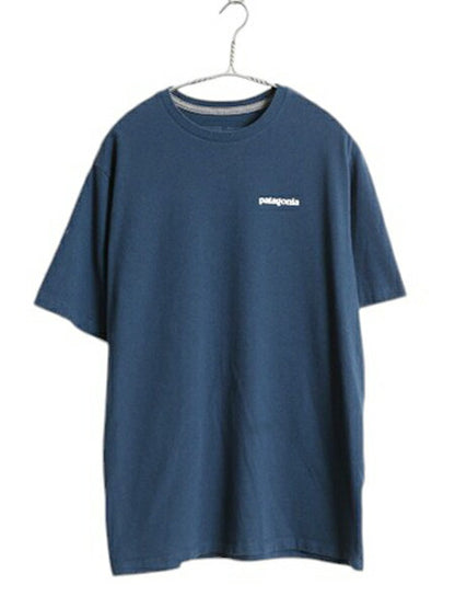 パタゴニア 両面 プリント 半袖 Tシャツ メンズ M / アウトドア P6 バックプリント ボックスロゴ クルーネック カットソー ブルー ネイビー