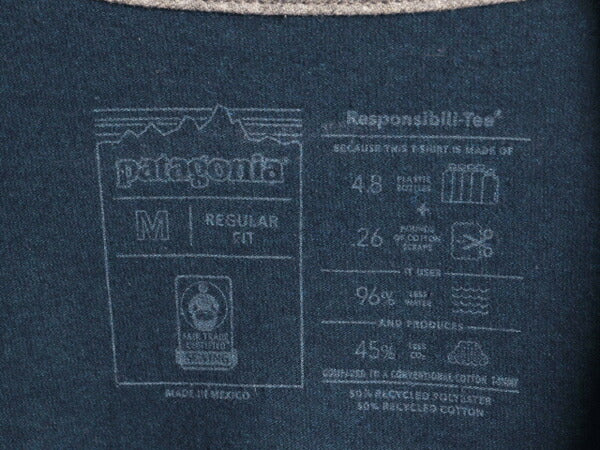 パタゴニア 両面 プリント 半袖 Tシャツ メンズ M / アウトドア P6 バックプリント ボックスロゴ クルーネック カットソー ブルー ネイビー
