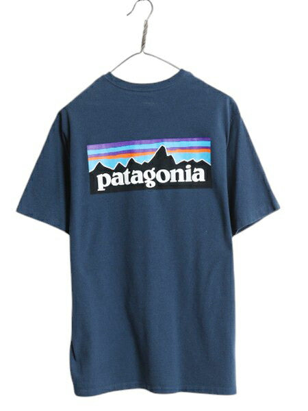 パタゴニア 両面 プリント 半袖 Tシャツ メンズ M / アウトドア P6 バックプリント ボックスロゴ クルーネック カットソー ブルー ネイビー