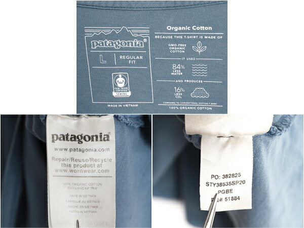パタゴニア 両面 プリント 半袖 Tシャツ メンズ L / 20年製 アウトドア P6 バックプリント ボックスロゴ クルーネック カットソー シンプル