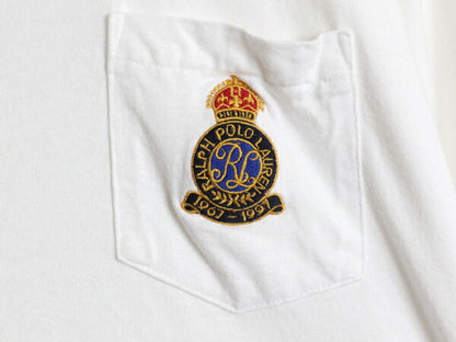 1997年製 30周年 限定 90s ポロ ラルフローレン ポケット付き 長袖 Tシャツ メンズ L オールド ロンT ポケT ワンポイント ヘビーウェイト