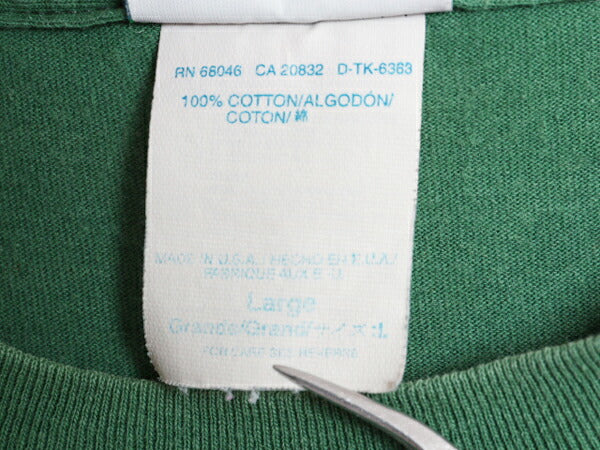 90s USA製 ディスカス ポケット付き 無地 半袖 Tシャツ メンズ L / オールド クルーネック ヘビーウェイト コットン ポケT ワンポイント 緑