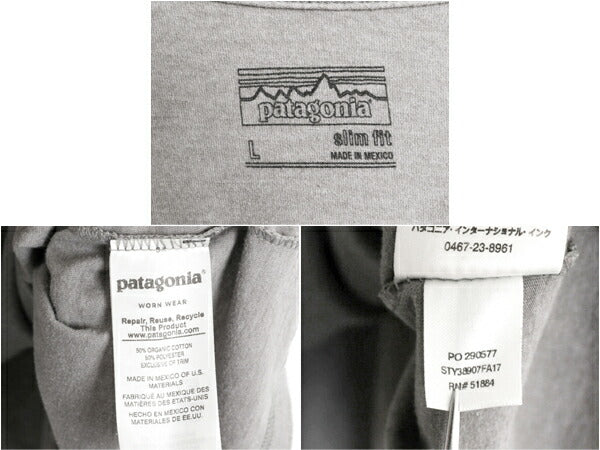 パタゴニア プリント 半袖 Tシャツ メンズ L 17年製 アウトドア フィッツロイ クレスト グラフィック オーガニック コットン スリム グレー