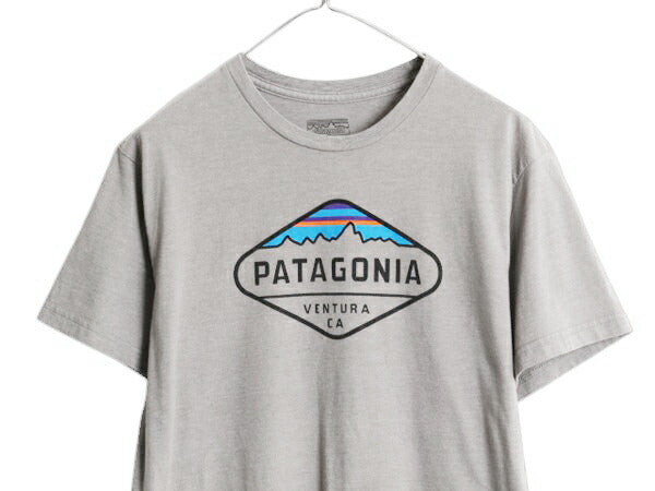 パタゴニア プリント 半袖 Tシャツ メンズ L 17年製 アウトドア フィッツロイ クレスト グラフィック オーガニック コットン スリム グレー