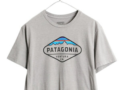 パタゴニア プリント 半袖 Tシャツ メンズ L 17年製 アウトドア フィッツロイ クレスト グラフィック オーガニック コットン スリム グレー