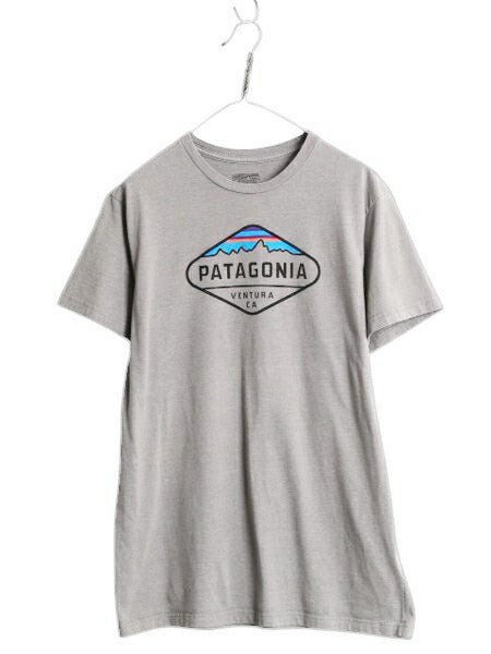 パタゴニア プリント 半袖 Tシャツ メンズ L 17年製 アウトドア フィッツロイ クレスト グラフィック オーガニック コットン スリム グレー