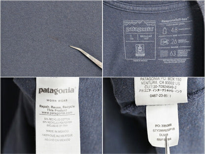 パタゴニア 両面 プリント 半袖 Tシャツ メンズ L 古着 18年製 アウトドア バックプリント クルーネック カットソー グラフィック ネイビー