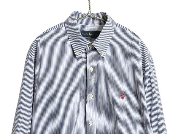 ラルフローレン ストライプ 長袖 ボタンダウン シャツ メンズ XL ポロ BD 長袖シャツ ワイシャツ 大きいサイズ ビジネス ゆったり シンプル