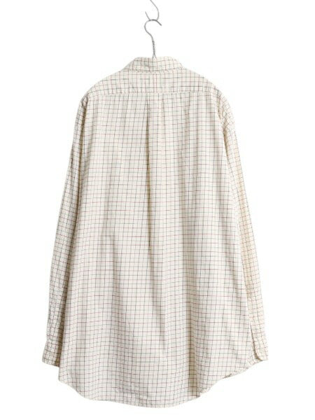 90s ラルフローレン チェック 長袖 ボタンダウン シャツ メンズ XL 古着 オールド ポロ 長袖シャツ ワンポイント ワイシャツ 大きいサイズ