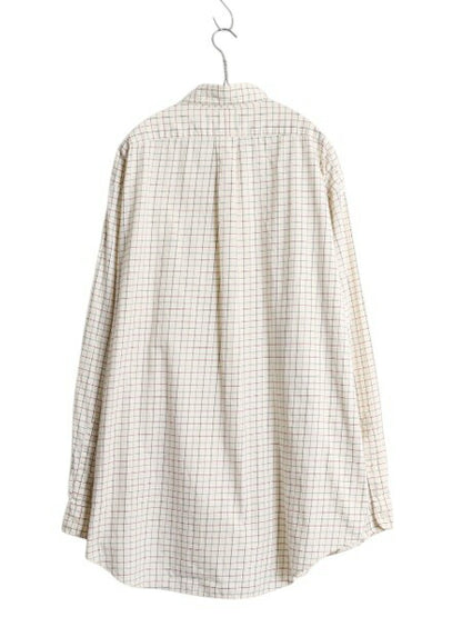 90s ラルフローレン チェック 長袖 ボタンダウン シャツ メンズ XL 古着 オールド ポロ 長袖シャツ ワンポイント ワイシャツ 大きいサイズ