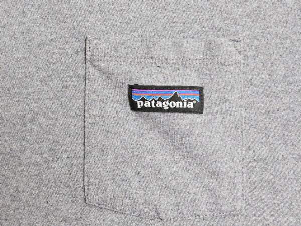パタゴニア ポケット付き 半袖 Tシャツ メンズ XS 古着 アウトドア ポケT ワンポイント P6 ロゴ刺繍 灰 トップス シンプル ポケットTシャツ