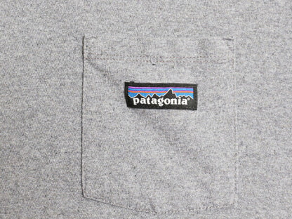 パタゴニア ポケット付き 半袖 Tシャツ メンズ XS 古着 アウトドア ポケT ワンポイント P6 ロゴ刺繍 灰 トップス シンプル ポケットTシャツ