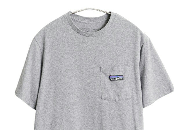パタゴニア ポケット付き 半袖 Tシャツ メンズ XS 古着 アウトドア ポケT ワンポイント P6 ロゴ刺繍 灰 トップス シンプル ポケットTシャツ