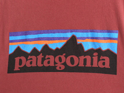 パタゴニア 両面 プリント 半袖 Tシャツ メンズ S / 17年製 アウトドア P6 バックプリント ボックスロゴ カットソー シンプル バーガンディ