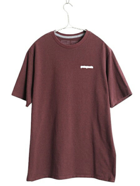 パタゴニア 両面 プリント 半袖 Tシャツ メンズ M 古着 アウトドア カットソー P6 バックプリント ボックスロゴ カットソー バーガンディ
