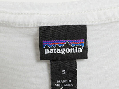 パタゴニア ポケット付き 無地 半袖 Tシャツ レディース S アウトドア ポケT カットソー アンダーシャツ 薄手 シンプル ブランク ホワイト