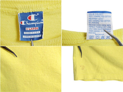 80s USA製 チャンピオン 半袖 Tシャツ メンズ XL 小さめ L 程/ ヴィンテージ 100% コットン ヘビーウェイト ワンポイント スクリプト ロゴ