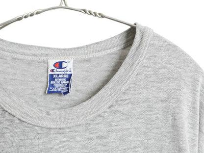 90s チャンピオン 無地 半袖 Tシャツ メンズ XL 古着 オールド コットン ワンポイント 目無し 薄手 シンプル 大きいサイズ ブランク グレー