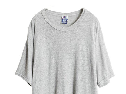 90s チャンピオン 無地 半袖 Tシャツ メンズ XL 古着 オールド コットン ワンポイント 目無し 薄手 シンプル 大きいサイズ ブランク グレー