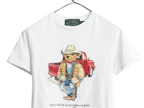 ポロベア 復刻 ポロカントリー ラルフローレン プリント 半袖 Tシャツ キッズ S ヴィンテージ キャラクター カットソー トップス ホワイト
