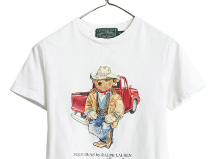ポロベア 復刻 ポロカントリー ラルフローレン プリント 半袖 Tシャツ キッズ S ヴィンテージ キャラクター カットソー トップス ホワイト