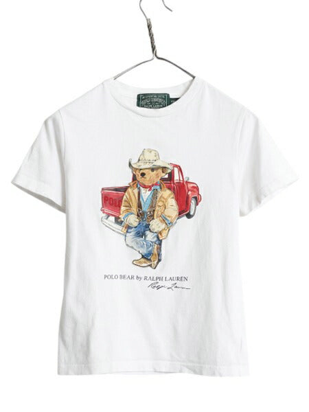 ポロベア 復刻 ポロカントリー ラルフローレン プリント 半袖 Tシャツ キッズ S ヴィンテージ キャラクター カットソー トップス ホワイト