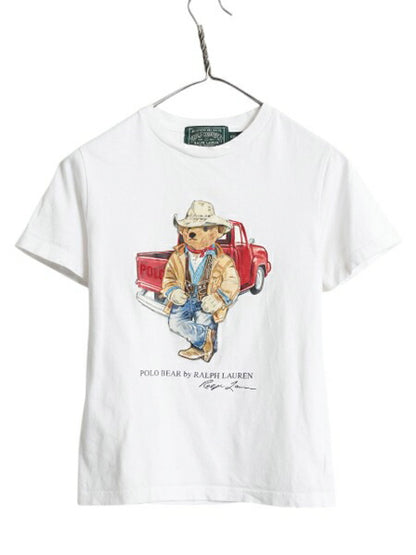 ポロベア 復刻 ポロカントリー ラルフローレン プリント 半袖 Tシャツ キッズ S ヴィンテージ キャラクター カットソー トップス ホワイト