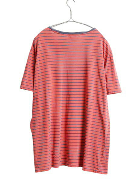 00s ポロ ラルフローレン ボーダー 半袖 Tシャツ メンズ XL / オールド シングルステッチ カットソー 大きいサイズ ワンポイント ツートン