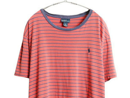 00s ポロ ラルフローレン ボーダー 半袖 Tシャツ メンズ XL / オールド シングルステッチ カットソー 大きいサイズ ワンポイント ツートン