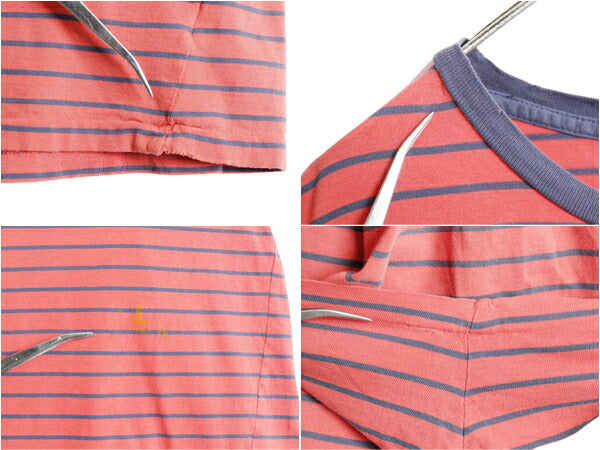 00s ポロ ラルフローレン ボーダー 半袖 Tシャツ メンズ XL / オールド シングルステッチ カットソー 大きいサイズ ワンポイント ツートン