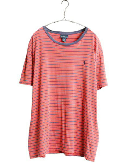 00s ポロ ラルフローレン ボーダー 半袖 Tシャツ メンズ XL / オールド シングルステッチ カットソー 大きいサイズ ワンポイント ツートン