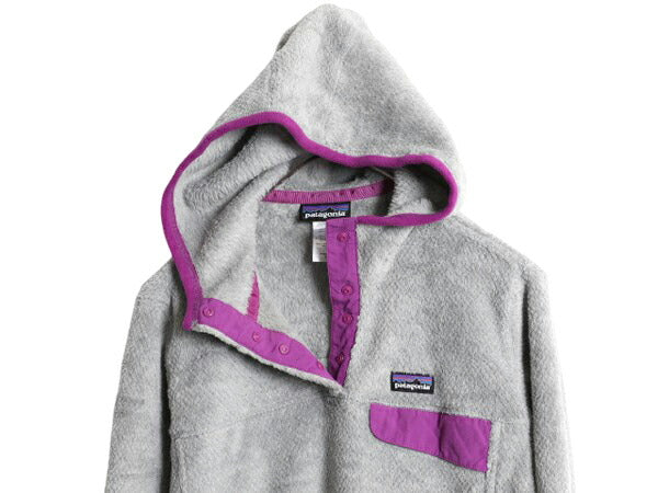13年製 パタゴニア リツール スナップT フーディ ジャケット レディース M 古着 Patagonia フリース ジャンパー フード アウトドア グレー