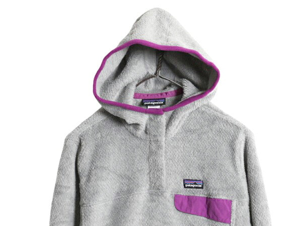 13年製 パタゴニア リツール スナップT フーディ ジャケット レディース M 古着 Patagonia フリース ジャンパー フード アウトドア グレー