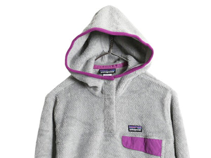 13年製 パタゴニア リツール スナップT フーディ ジャケット レディース M 古着 Patagonia フリース ジャンパー フード アウトドア グレー